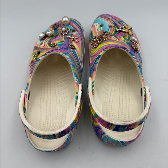 Crocs Marble Multi Custom Rhinestone Clogs W11 - Picture 4 of 10